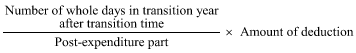 Start formula start fraction Number of whole days in transition year after transition time over Post-expenditure part end fraction times Amount of deduction end formula