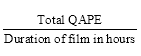 Start formula start fraction Total QAPE over Duration of film in hours end fraction end formula