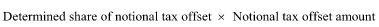 Start formula Determined share of notional tax offset times Notional tax offset amount end formula