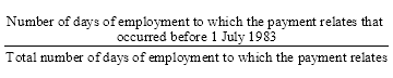 Start formula Days of long service leave accrued during *long service leave employment period times start fraction Days in relevant period over Days in *long service leave employment period end fraction end formula