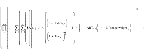 A formula to calculate the benchmark return for the product