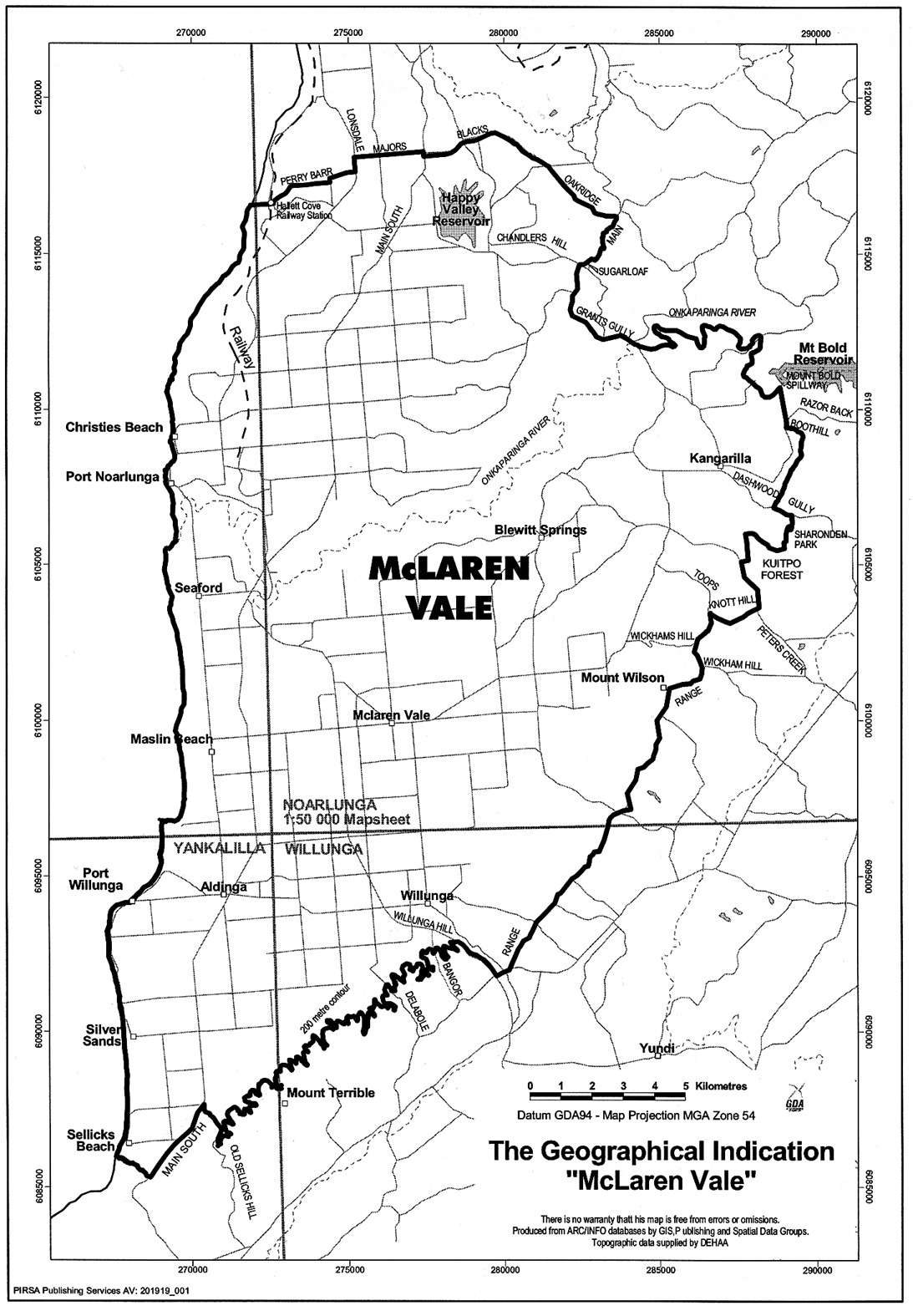 Heritage Wine Map Of The McLaren Vale