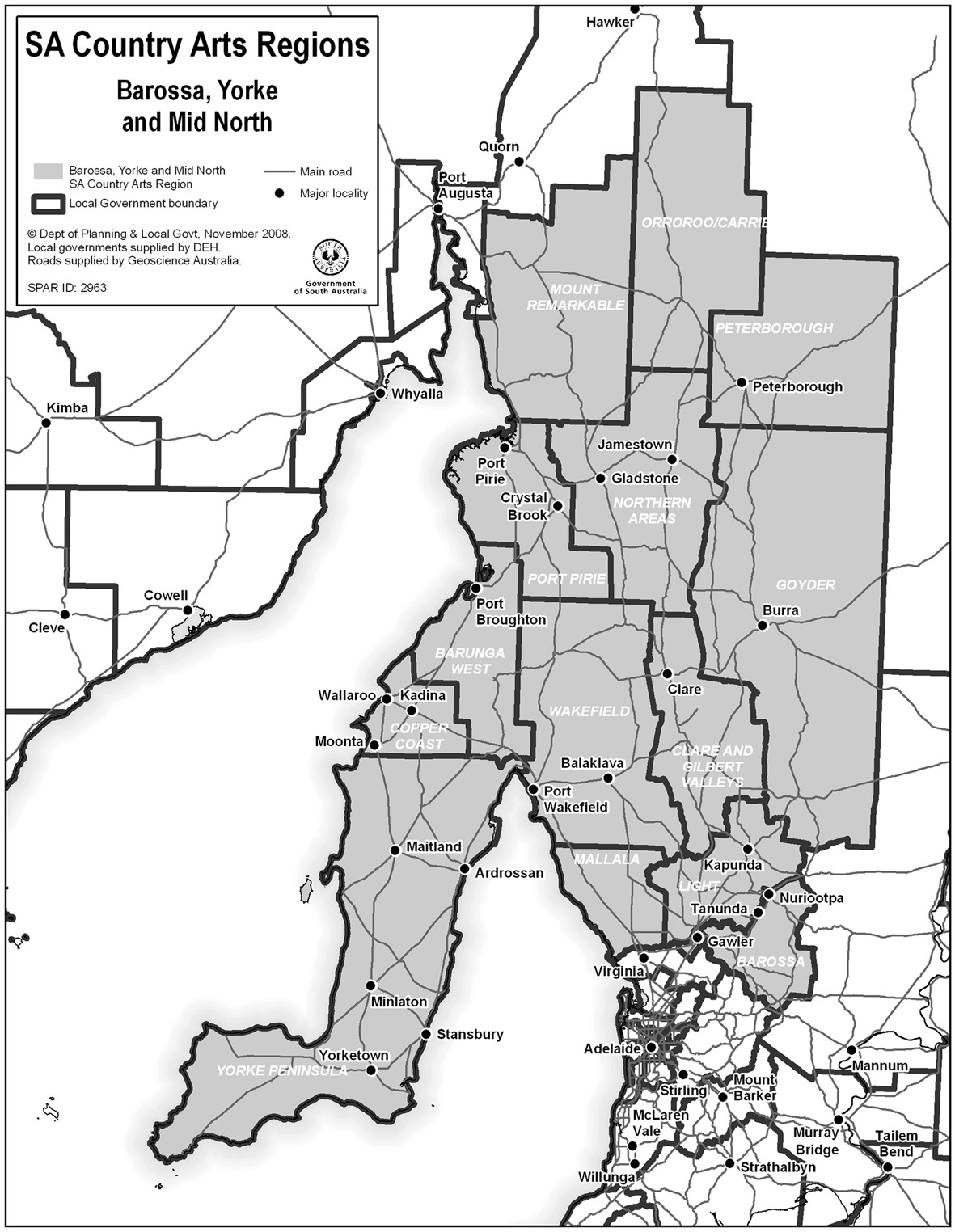 South Australian Councils Map South Australian Country Arts Trust (Proclaimed Regions) Proclamation 2009